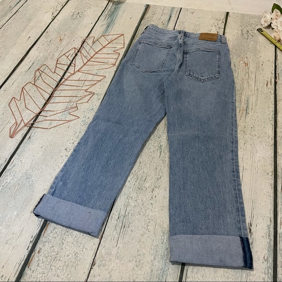 Aritzia Denim Forum 25 arlo high rise straight 28L jeans button fly blue cuffed - Picture 9 of 9